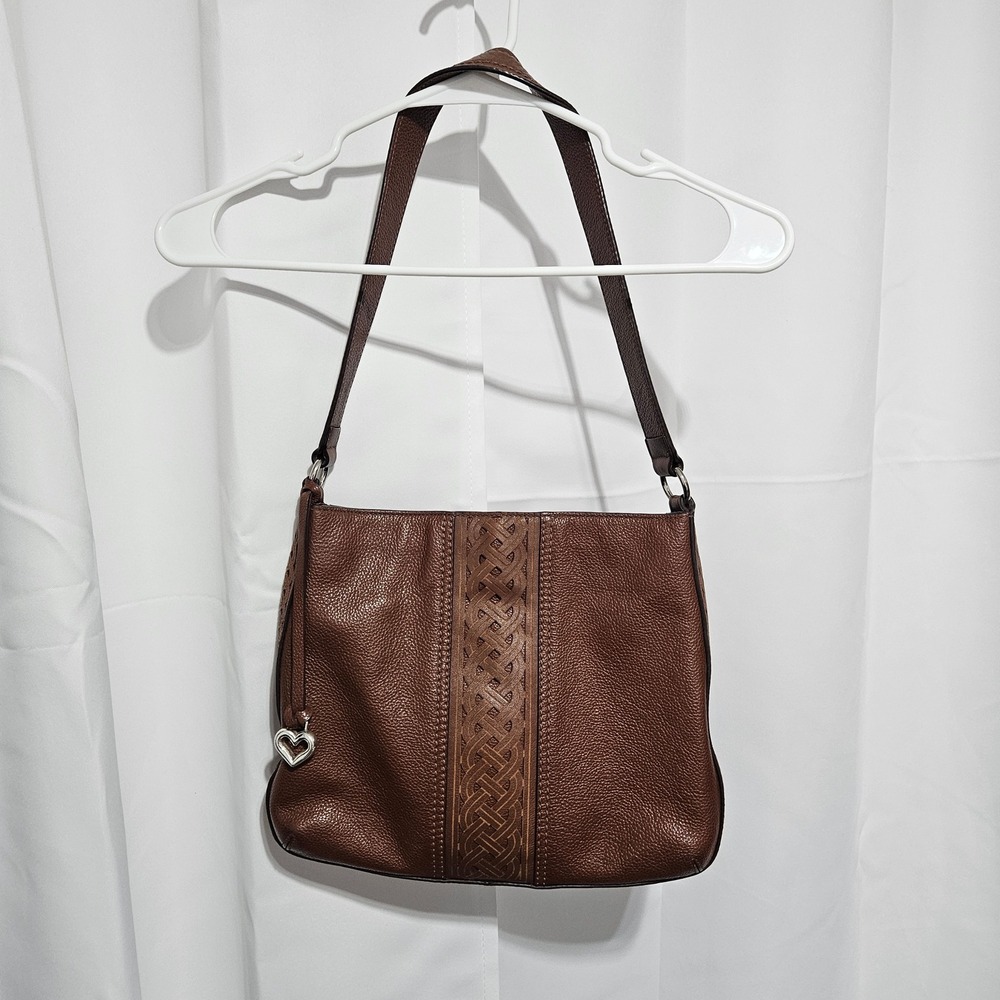 Brighton Brown Leather Hobo Shoulder Bag Celtic Knot Detail Heart Charm Aileen